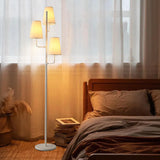 XZHGCEE Traditional Floor Lamp for Living Room:3 Light Linen Country Rustic Floor Lamp for Bedroom, White Standing Lamp with Foot Switch, Country Rustic Tall Lamp, No Bulb
