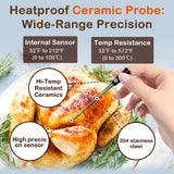 Real-Time Alerts Wireless Meat Thermometer - Smart Bluetooth Probe for BBQ, Grill, Oven, Smoker - Long Range Bluetooth, Accuracy Temp, Dishwasher Clean