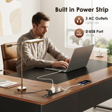 AODK 71 Inch L Shaped Executive Desk with Storage, Walnut+ Black