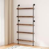 Woskar 5-Tier Wall Mounted Wine Rack, Floating Bar Shelves, Liquor Bottle Shelf Display, Holds 30+ Bottles, Space Saving (31.5" W x 79" H)