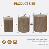 MOOLSUN Modern Nesting Coffee Table Round Wooden Drum End Tables for Small Space Living Room, Bedroom, Balcony, Office (A-Wood Color 1)