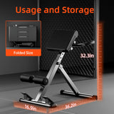 FITKS360 Roman Chair Hyperextension Bench – Adjustable Back Extension Machine for Glutes, Hamstrings & Lower Back – Foldable Multi-Purpose Workout Equipment for Home Gym (Black（Big Pad）)