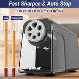 AFMAT PSX1 Electric Pencil Sharpener Heavy Duty, 6 Holes, Auto Stop Pencil Sharpener, Classroom Electric Sharpener for 6-11mm Colored Pencils, 7000 Sharpenings, Fast Sharpen, Do not Eat up Pencils