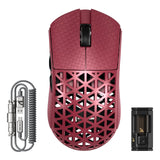 ATTACK SHARK R5 Ultra Wireless Gaming Mouse,Carbon Fiber Shell 39g Superlight,PAW3950MAX Nordic 52840 MCU 8K Polling 42K DPI Optical Sensor,BT/2.4G/USB-C Wired Mice with Coiled Cable-Red&Griptape