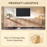 IFGET 123.5" W Modern Arched Sideboard Buffet Cabinet with Storage, Natural