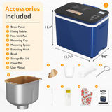 SUNVIVIPRO 21-in-1 Programmable Bread Machine, 2.2LB Break Maker with Nonstick Pan & Digital Touch Panel, 3 Loaf Sizes 3 Crust Color, Keep Warm & 15H Timer, Bread Making Kit & Breakfast Maker, Blue