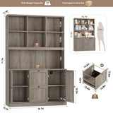 HIFIT 72'' Tall File Bookcase with Outlet & Printer Stand, 2 Filing Drawers