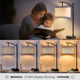 Hikczc Table Lamp for Living Room Bedroom, 23.5" Table Lamps Set of 2 with USB C+A Ports, Bedside Lamps for Nightstand with Linen Lamp Shades, 2 Dimmable LED Bulbs Included, Black