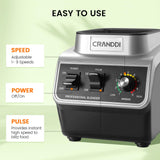 CRANDDI Professional Commercial Blender, Max 1500W, 80oz Pitcher, Powerful Blender with Tamper for Smoothie, Black