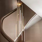 BESTWEST 118" Modern LED Chandelier, Clustered Led Pendant Light, 12-Lights Dimmable High Ceiling Large Hanging Lighting Fixture for Loft Villa Living Room Stairs Foyer (Black-80W-12 Lights)