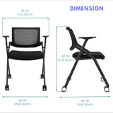 4 Pack Stackable Conference Room Chairs with Wheels and Paddle, Ergonomic Mesh Back and Arms for Meeting