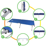 Camping Cot - Portable Folding Camp Bed - 600D Sleeping Cot for Adults with Steel Frame, Supports up to 264 lbs, 74.5" (6.2 ft) L x 29" W by Wakeman Outdoors (Blue)