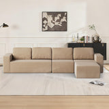 Furnify 136" Modular Sectional Couch Left/Right Facing Convertible, L-Shape Modern Teddy Sofa, Deep Seat Upholstered Foam Couch for Living Room Bedroom, No Assembly Required (Camel, Teddy Boucle)