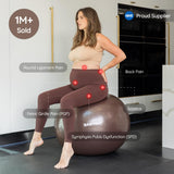 BABYGO Birthing Ball - Pregnancy Yoga Labor & Exercise Ball & Book Set Trimester Targeting, Maternity Physio, Birth & Recovery Plan Included Anti Burst Eco Friendly (Mocha, 65cm)