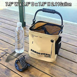 Collapsible Fishing Bucket 2.11 Gallon/8L - Portable Folding Live Bait Bucket with Aerator Pocket, Rope & Net for Live Fish & Shrimp, Kayak, Camping, Hiking (Small)