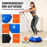 VEVOR 26-inch Half Exercise Ball Trainer, 1500 lbs Capacity Balance Ball, Includes Resistance Bands and Pump, Ideal for Full Body Workouts, Yoga, and Strength Training at Home Gym, Blue