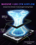 LP-3 Gaming Laptop Cooling Pad, Powerful Turbo-Fan 180+ CFM RGB Laptop Cooler, Quiet Laptop Cooling Fan Stand with Anti-Slip Pads, Height Adjustable, 3-Speed Control & LCD Design for 12"-19" Laptops
