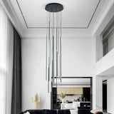 BESTWEST 138" Modern LED Chandelier, Clustered Led Pendant Light, 20-Lights Dimmable High Ceiling Large Hanging Lighting Fixture for Loft Villa Living Room Stairs Foyer (Black-110W-20 Lights)