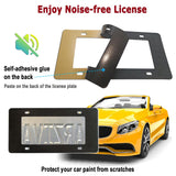 Carbon Fiber License Plate Frame- Black Aluminum Auto Car Tag Cover, 2 Pack Heavy Duty Holder for US Front and Rear Plate, with Mounting Hardware Kit- Screws Bolts, Inserts, Caps, Rattle Proof Pads