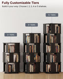 5-Tier Rotating Bookshelf Tower, 360° Spinning Modern Book Storage Bookcase, Stable Display Corner Book Shelf for Kids Room
