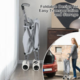 Goplus Folding Shopping Cart with Wheels, Grocery Cart with Removable Oxford Cloth Liner