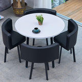Square Dining Table and Chair Set 4, Office Conference Table with Chairs, Small Kitchen Table Set for Reception Room (Black and White)