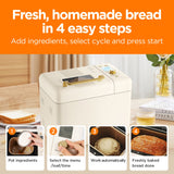 Bread Maker, [2.2LB Max & 15-in-1] Compact Size Bread Maker Machine Metal Material & Auto Nut Dispenser Bread Machine Neretva