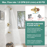 PARLOS Shower System, Brushed Gold Shower Faucet Set with Tub Spout(Valve Included), 5-Setting Mode Shower Head and Tub Spout with Diverter, Multi-Function Wall Mounted Shower Bathtub Combo, 1436908