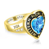 Oseew 2027 Class Graduation Ring Women High School College (Yellow Gold)