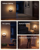 YELKO Plug in Motion Sensor Night Light with Dusk to Dawn Sensor, 5-Level Dimmable, Adjustable Delay Time for Bedroom, Bathroom, Hallway, Stairs, Nursery, Night Camping, Warm White, 2 Pack