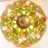 Tiffany-Style Lamp Table Peach Kapok Peony Glass Lampshade Desk
