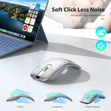 Bluetooth Wireless Arc Travel Mouse, Bluetooth 5.0/4.0 & 2.4G Tri-Mode, Rotating Foldable Ergonomic Mice, Type-C Rechargeable Multi-Device for Microsoft Laptop, PC, MacBook, Chromebook,Lenovo - Silver