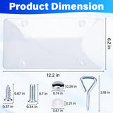 2 PCS Clear License Plate Covers, Unbreakable Novelty Licenses Plate Protect, License Plates Frame for Car Tag, Front and Back with Screws Caps