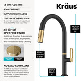 KRAUS Vetra 2-Function Single Handle Pull Down Kitchen Faucet in Spot-Free Brushed Brass/Matte Black, KPF-2850SFBBMB