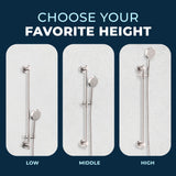 HammerHead Showers® Solid Metal 27.5 Inch Shower Slide Bar for Hand Held Shower Heads, Brushed Nickel | Adjustable Height Showerhead with Hose Rail System | Easily Adjust Height & Angle of Handshower