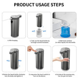 Automatic Foaming Soap Dispenser,Touchless Foam Soap Dispenser,12oz Rechargeabled Wall Mounted Smart for Bathroom and Kitchen Dish Soap,Easy for Toddlers（Brushed Silver）