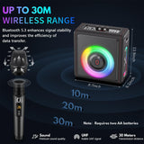 Karaoke Machine, Portable Bluetooth 5.3 Speaker with 2 Wireless Microphones for Adults, 200W Retro Leather PA System with Pitch Correction, Supports TV/TWS/TF Card/USB/AUX/Live (2MICS)