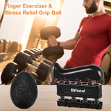 Grip Strength Trainer Kit with Hand Gripper Strengthener, Finger Exerciser, Forearm Workout Ring, Double-Sided Finger Stretcher(Gripster) and Stress Relief Ball (black grey) Btfsoul