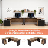 63” L Shaped Executive Desk with Locking Drawer & Privacy Panel, Solid One-Piece Office Desk