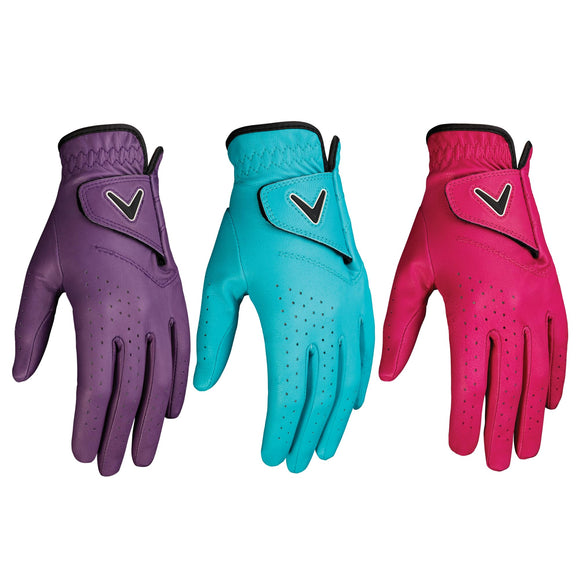 Callaway Golf Opti Color Glove (Worn on Left Hand, Ladies (3-Pack), Small, Multi Color)