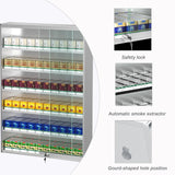 QJSZMEI Cigarette Rack with Lock Sliding Doors, Aluminum Alloy Cigarettes Organizer with Automatic Pusher, Transparent Cigarette Display Case for Retail for Supermarket Stores(Silver, 24.6x6.8x35.4)