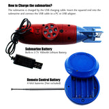 Tipmant Mini RC Submarine Toy Radio Remote Control Tourism Boat Diving Waterproof for Indoor Fish Tank Bathtub Water Kids Birthday Gifts (Blue)