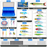 PLUSINNO Fishing Lures Kit Tackle Box, Premium Fishing Bait Set for Bass, Trout, Crappie, Walleye, Fishing Gear Accessories Kit for Freshwater & Saltwater, Fishing Gifts for Men
