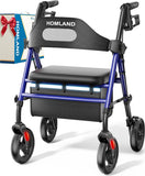 HOMLAND Foldable Rollator Walker with Seat for Seniors, 16" Enlarged Seat