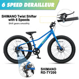 Glerc Mars 24 Inch Fat Tire Kids Mountain Bike for Boys 9-15 Years Old