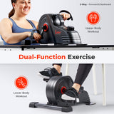 Sunny Health & Fitness Dual-Function Under-Desk Mini Bike, Portable Cardio Peddler in Home & Office, Indoor Arm / Leg Cycle Machine, Pedal Exerciser for Seniors, Free SunnyFit App Bluetooth Connection