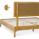 Bme Nipe 14 Inch Bohemian Bed Frame with Adjustable Woven Headboard - Rustic & Vintage Unique Style with Acacia Wood - No Box Spring Needed - Easy Assembly - Full, Natural