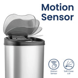 13 Gallon Oval Automatic Trash Can, 50L Touchless Motion Sensor Garbage Can with Odor-Sealing Lid & One-Touch Manual Mode