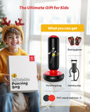 QPAU Kids Punching Bag Toy with Boxing Gloves, 66 Inch Larger Stable Kids Inflatable Boxing Bag Set, Gifts for Boys & Girls Age 6-12, for Practicing Karate, Taekwondo, MMA (Black&Red) QPAU