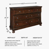 Signature Design by Ashley Porter Traditional 7 Drawer Dresser, Dark Brown